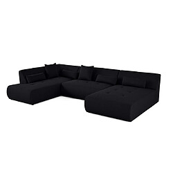 Lisa Design Onyx - canapé panoramique modulable d'angle gauche - 7 places - en tissu mailles 3D Onyx - canapé panoramique modulable d'angle gauche - 7 places - en tissu mailles 3D - Noir