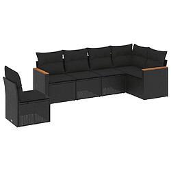 vidaXL Salon de jardin 6 pcs avec coussins noir résine tressée