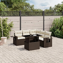 vidaXL Salon de jardin avec coussins 6 pcs marron résine tressée 