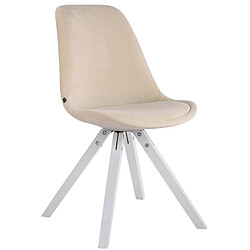 Decoshop26 4 chaises de salle à manger style scandinave en velours crème pieds carré en bois blanc CDS10184