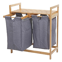 Acheter Mendler Corbeille à linge HWC-B83, bambou, 2 compartiments, 74x64x33cm, 70l ~ gris foncé