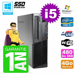 PC Lenovo M91p SFF Intel I5-2400 4Go Disque 480Go SSD Graveur Wifi W7 · Occasion 