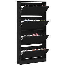 Acheter Maison Chic Armoire à chaussures 4 tiroirs | Meuble de rangement à chaussures Meuble d'Entrée rabattables noir 80x21x163,5 cm -MN60774