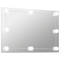 vidaXL Miroir mural sans cadre avec lampes LED Rectangulaire Verre