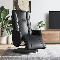 vidaXL Fauteuil inclinable de massage repose-pieds noir similicuir