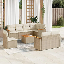 Maison Chic Salon de jardin avec coussins 9 pcs | Ensemble de Table et chaises | Mobilier d'Extérieur beige résine tressée -GKD74940