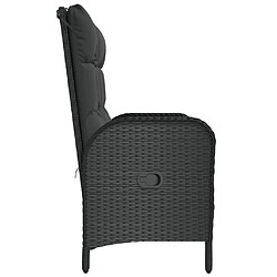 Avis vidaXL Banc de jardin inclinable avec coussins 107 cm Poly rotin Noir