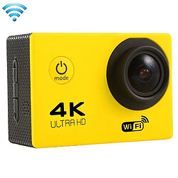 Wewoo Caméra sport jaune 2.0 pouces Écran 4 K 170 Degrés Grand Angle WiFi Action Caméscope avec Etui Boîtier Imperméable À L'eau, 64 GB Micro SD Carte