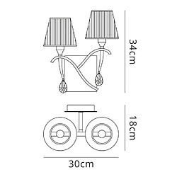 Luminaire Center Applique murale Siena avec interrupteur 2 Ampoules E14, laiton poli avec Abat jours crème ambré et cristal transaparent