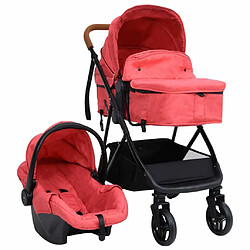 vidaXL Poussette pour bébé 3-en-1 Rouge et noir Acier