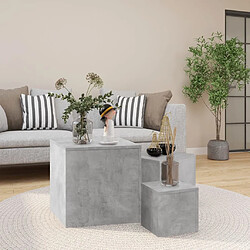 vidaXL Tables d'appoint 3 pcs Gris béton Bois d’ingénierie 