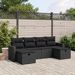 Maison Chic Ensemble Tables et chaises d'extérieur 6pcs avec coussins,Salon de jardin noir résine tressée -GKD930572