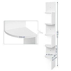 VASAGLE Étagère d'angle, Étagère Murale, Étagère en Forme Zigzag, Bibliothèque, Blanc LBC20WT pas cher