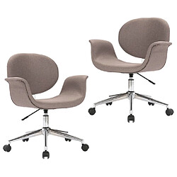 vidaXL Chaises pivotantes à manger lot de 2 taupe tissu