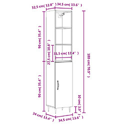 vidaXL Buffet haut Noir 34,5x34x180 cm Bois d'ingénierie pas cher