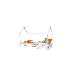 Le Quai Des Affaires Lit cabane PANDA 90x190 + 1 sommier + barrière /Blanc