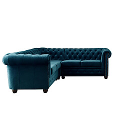 Lisa Design William - canapé Chesterfield d'angle réversible - 5 places - en velours pas cher