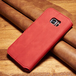 Etui en PU style rétro rouge pour votre Samsung Galaxy S7 Edge