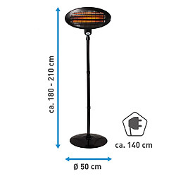 Suntec Chauffage Radiant Pour Terrasse Night Sun - Pour Balcon/ Terrasse/Jardin, Chaleur Infrarouge, 3 Niveaux, Réglable En Hauteur