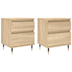 Maison Chic Lot de 2 Tables de chevet,Table de nuit,Table d'appoint pour salon chêne sonoma 40x35x50 cm bois ingénierie -MN58974