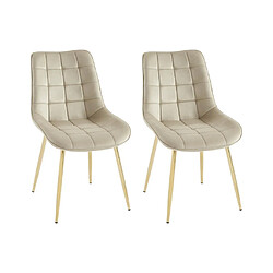 Vente-Unique Lot de 2 chaises matelassées en velours et métal doré - Beige - OLLUA