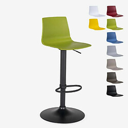 Tabouret bar de cuisine design noir mat réglable en hauteur Grand Soleil Imola Matt, Couleur: Anis vert 