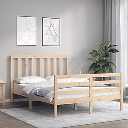 Avis Maison Chic Cadre/structure de lit avec tête de lit pour adulte - Lit Moderne Chambre 140x190 cm bois massif -MN12922