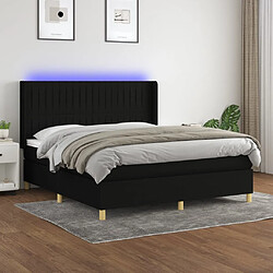 vidaXL Sommier à lattes de lit matelas et LED Noir 160x200 cm Tissu