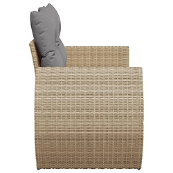 Acheter vidaXL Canapé de jardin avec coussins 2 places beige résine tressée