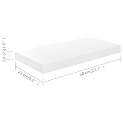 vidaXL Étagère murale flottante Blanc brillant 50x23x3,8 cm MDF pas cher