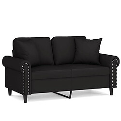 vidaXL Canapé 2 places avec oreillers décoratifs noir 120 cm velours