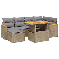 vidaXL Salon de jardin avec coussins 7 pcs beige résine tressée