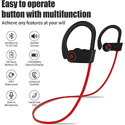 Avis Casque Bluetooth, étanche IPX7 sans fil pour course à pied avec micro et écouteurs intra-auriculaires jusqu'à 10 heures de batterie avec suppression du bruit pour la course à pied.