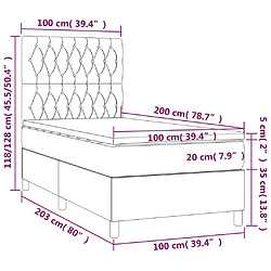 Acheter vidaXL Sommier à lattes de lit et matelas Gris clair 100x200cm Velours