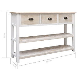 vidaXL Buffet Naturel et blanc 115x30x76 cm Bois pas cher