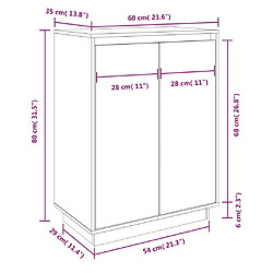 vidaXL Armoire à chaussures 60x35x80 cm Bois de pin massif pas cher