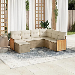 vidaXL Salon de jardin avec coussins 7 pcs beige résine tressée 