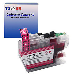 T3AZUR- Cartouche compatible avec Brother LC421 XL pour Brother DCP-J1050DW, DCP-J1140DW, DCP-J114DW, DCP-J1800DW Magenta