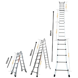 Secury-T Échelle articulée et télescopique pliante en aluminium 4x6 marches 6,04m 