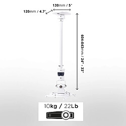 Duronic PB08XL Support vidéoprojecteur Universel inclinable et Rotatif - Bras Extensible/télescopique - Capacité 10 kg - Installation Murale ou Plafond - Idéal pour Home cinémas, Jeux vidéos, etc