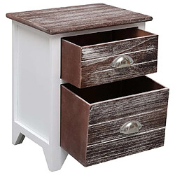 Avis Maison Chic Table de chevet, Table de Nuit, Meuble de rangement Marron et blanc 38x28x45 cm Bois de Paulownia