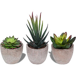 BESTA Ensemble de 3 Petites Plantes Artificielles Décoration Extérieur Intérieur Succulentes Succulentes En Pot pour Bureau, Balcon, Salon, Maison