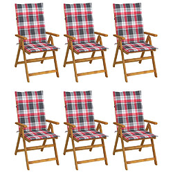 vidaXL Chaises pliables de jardin lot de 6 avec coussins Bois d'acacia