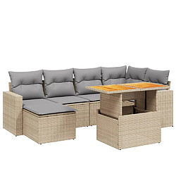 vidaXL Salon de jardin avec coussins 7 pcs beige résine tressée