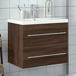 vidaXL Armoire lavabo de salle de bain et bassin intégré chêne marron