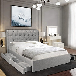 Le Quai Des Affaires Lit CHELSEA 140x190 + 4 tiroirs + sommier / Gris clair