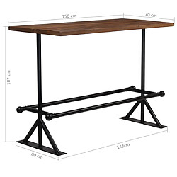 vidaXL Table de bar Bois de récupération massif Marron foncé pas cher