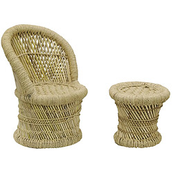 Aubry Gaspard Fauteuil et tabouret pour enfant en roseau (Lot de 2). Fauteuil et tabouret pour enfant en roseau (Lot de 2)