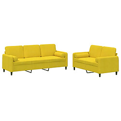 vidaXL Ensemble de canapés 2 pcs avec coussins jaune velours