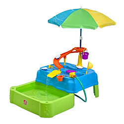 Step2 Waterpark Wonders Table d'eau à deux niveaux | Jouet à eaur pour enfants avec 2 niveaux et 9 accessoires | Avec pataugeoire, toboggan avec boîte à débordement et tête de pulvérisation